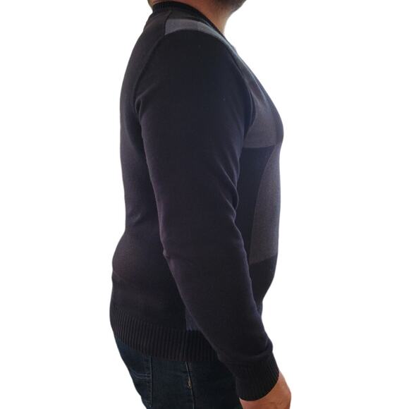 Alex Cannon Men's Black & Gray Colorblock Sweater Sz Medium Cosby Grandpacore - Picture 6 of 7